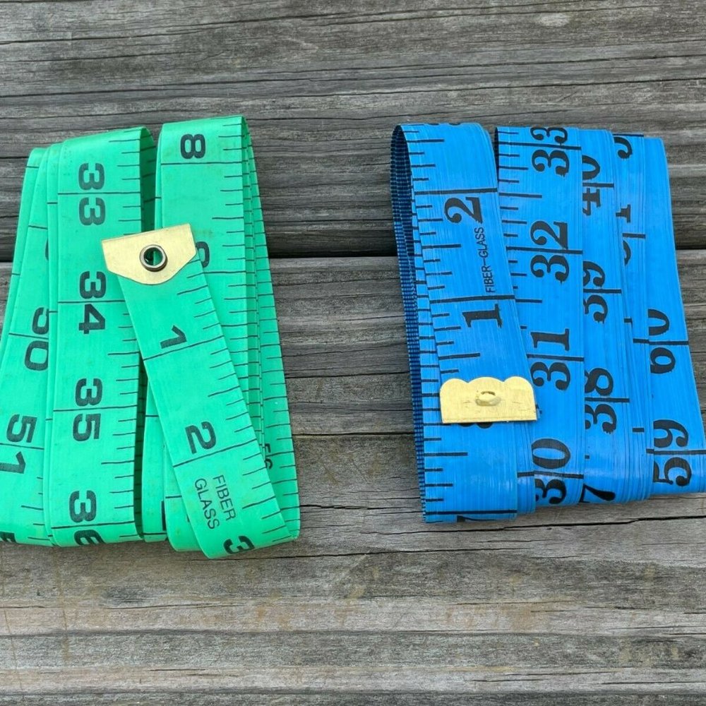 Measurement Tape Tailor Sewing Tape Lot of 2 Blue Green Fiber Glasses Tape - Picture 6 of 8